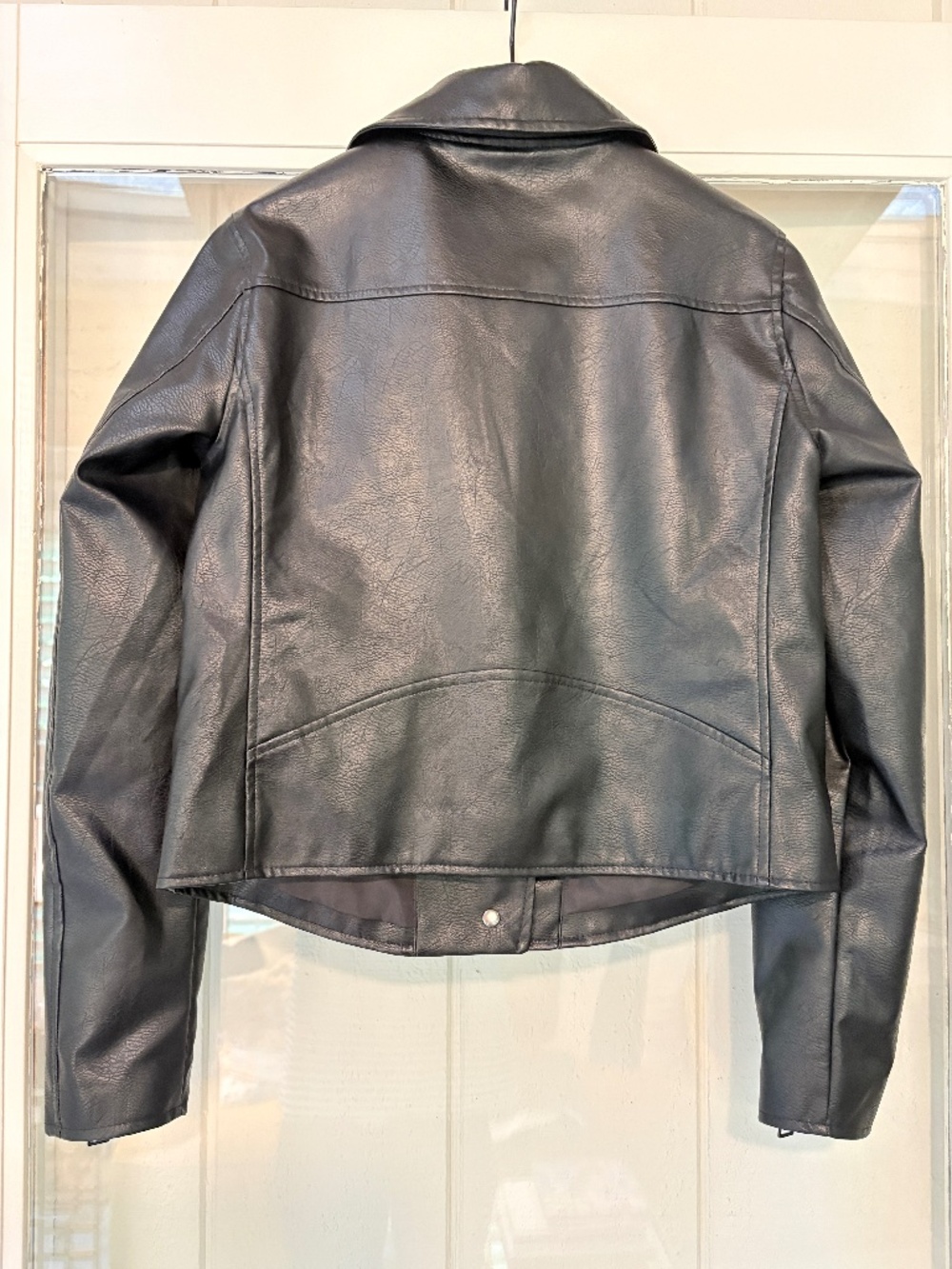 The Saige Faux Leather Moto Jacket By Anthropologie Black Women's Small - Picture 2 of 5